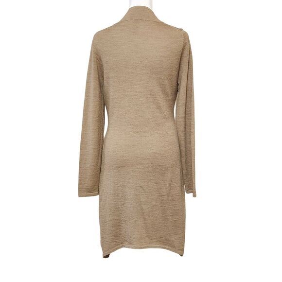Tristan Long Belted Cardigan Tan Wool Blend Open Front Women's Size Medium - Picture 4 of 10